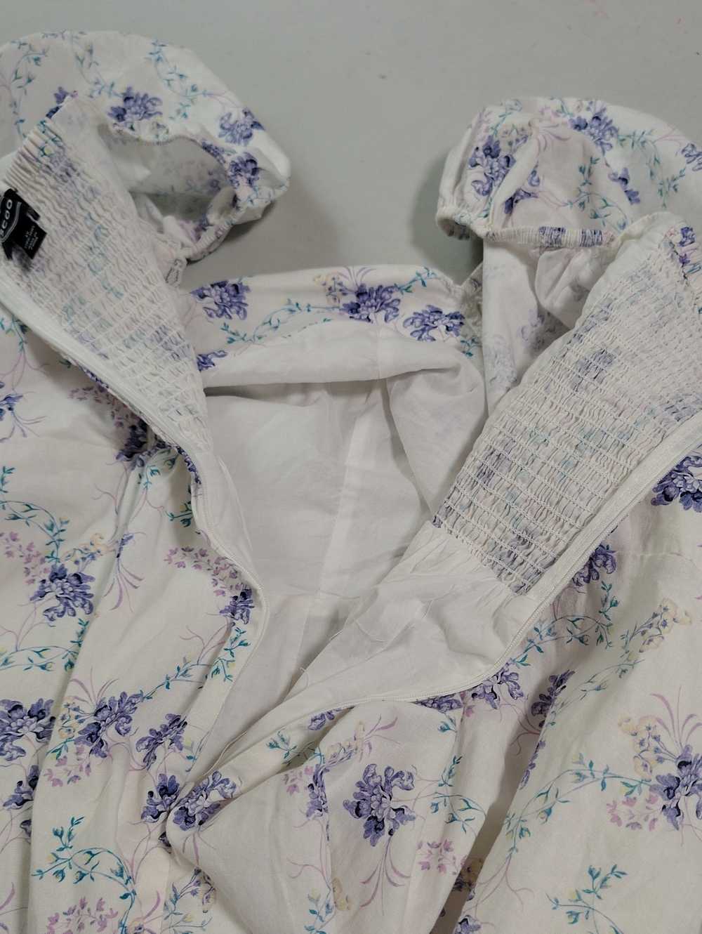 Scoop Cotton Linen Floral Lace Puff Sleeves Midi Dress Size 4X Bohemian Beachy - Picture 16 of 16